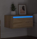 VidaXL Nachtkastje met LED's wandgemonteerd sonoma eikenkleurig