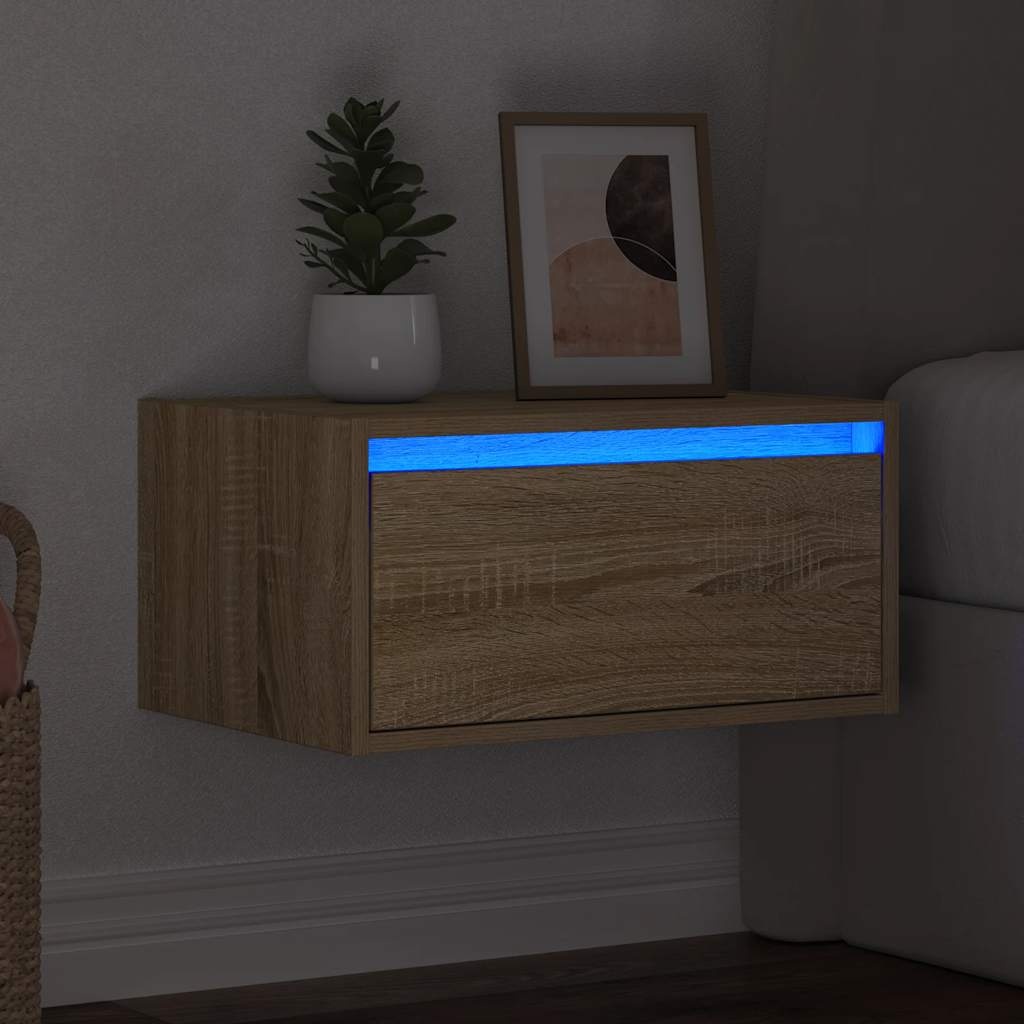VidaXL Nachtkastje met LED's wandgemonteerd sonoma eikenkleurig