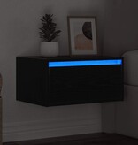 VidaXL Nachtkastje met LED's wandgemonteerd zwart eiken