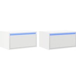 VidaXL Nachtkastjes met LED's 2 st wandgemonteerd wit