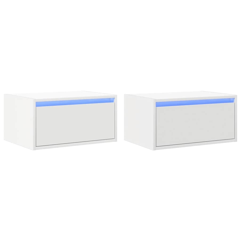 VidaXL Nachtkastjes met LED's 2 st wandgemonteerd wit