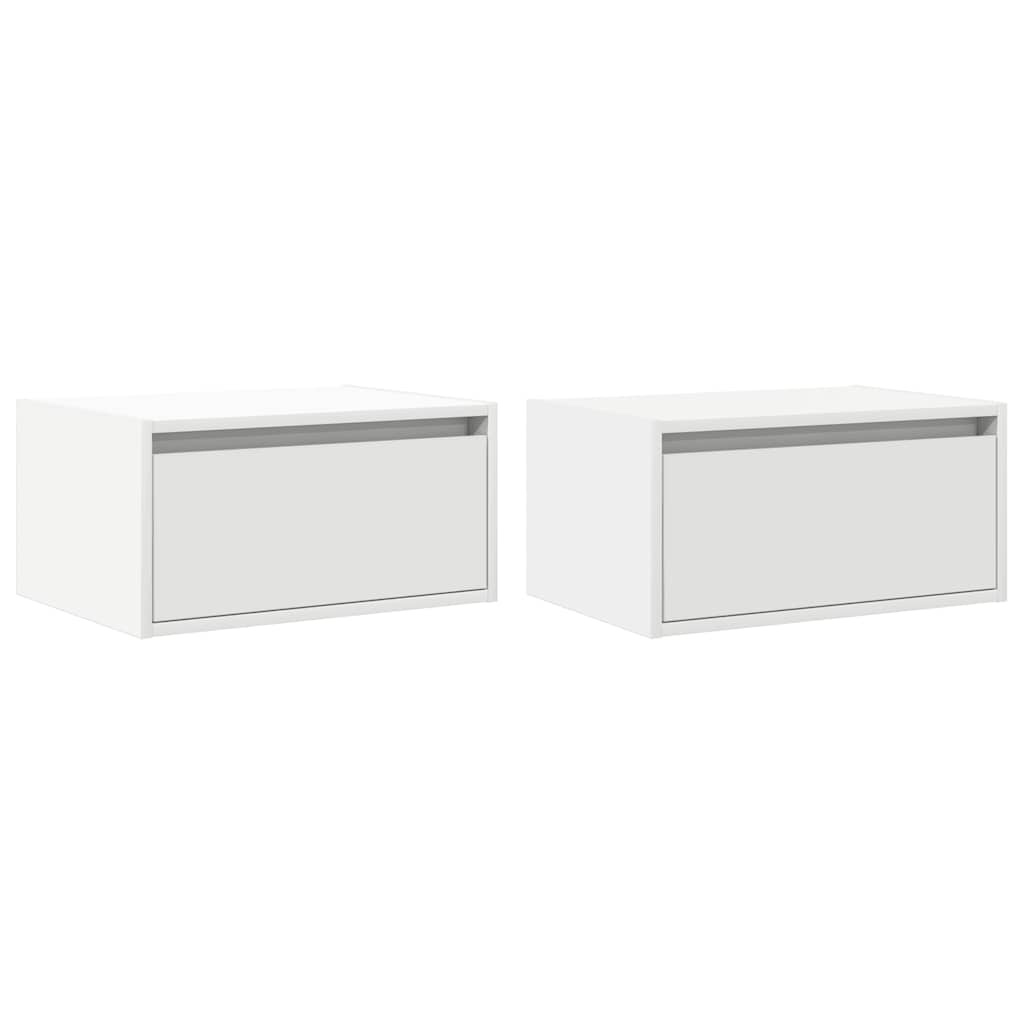 VidaXL Nachtkastjes met LED's 2 st wandgemonteerd wit
