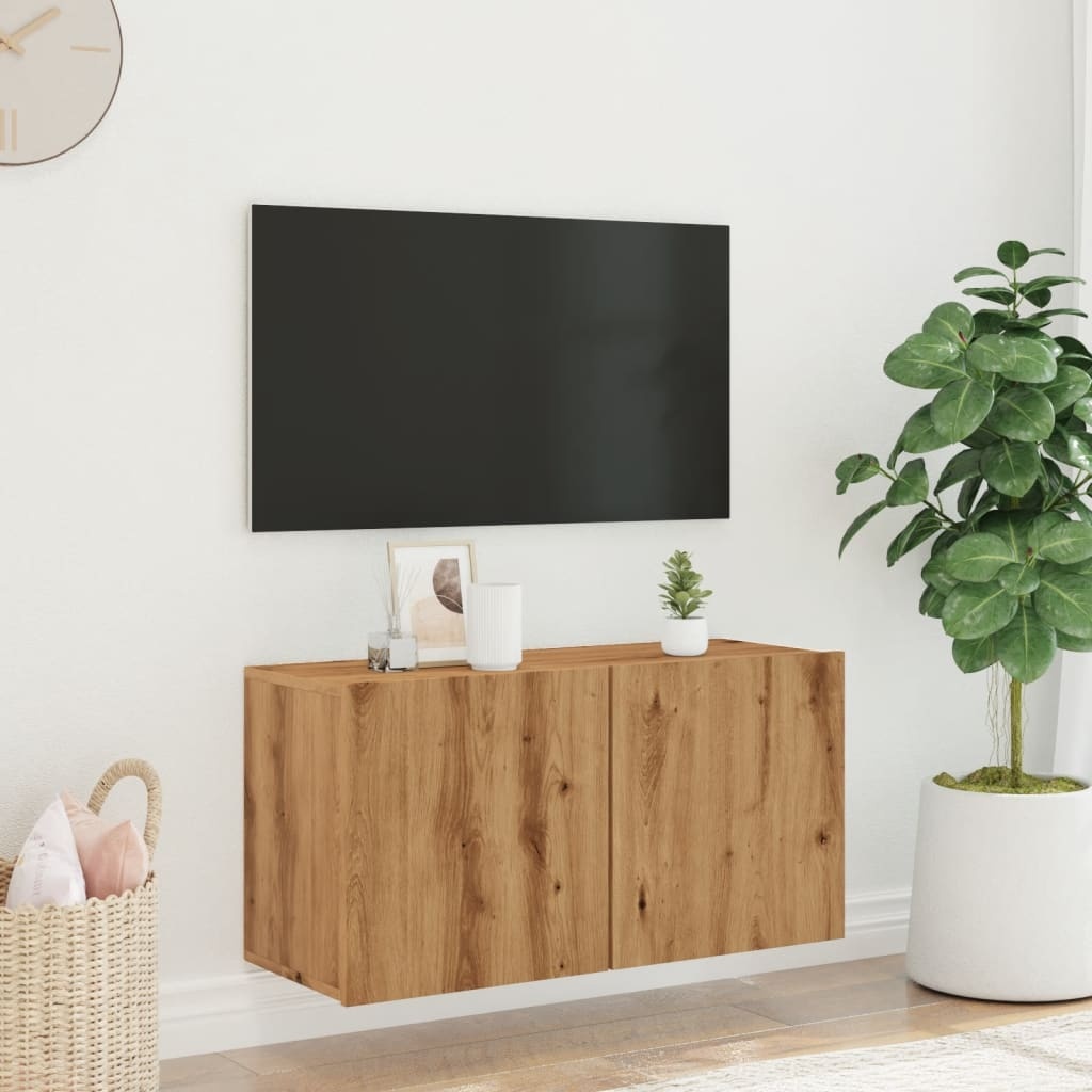 VidaXL Tv-meubel wandgemonteerd 80x30x41 cm artisanaal eikenkleurig