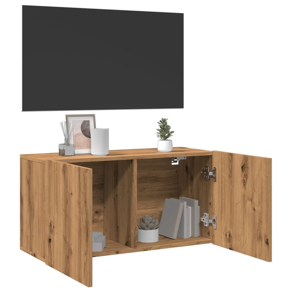 VidaXL Tv-meubel wandgemonteerd 80x30x41 cm artisanaal eikenkleurig