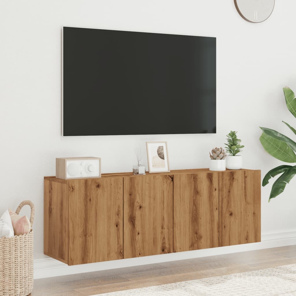 VidaXL Tv-meubels 2 st wandgemonteerd 60x30x41cm artisanaal eikenkleur