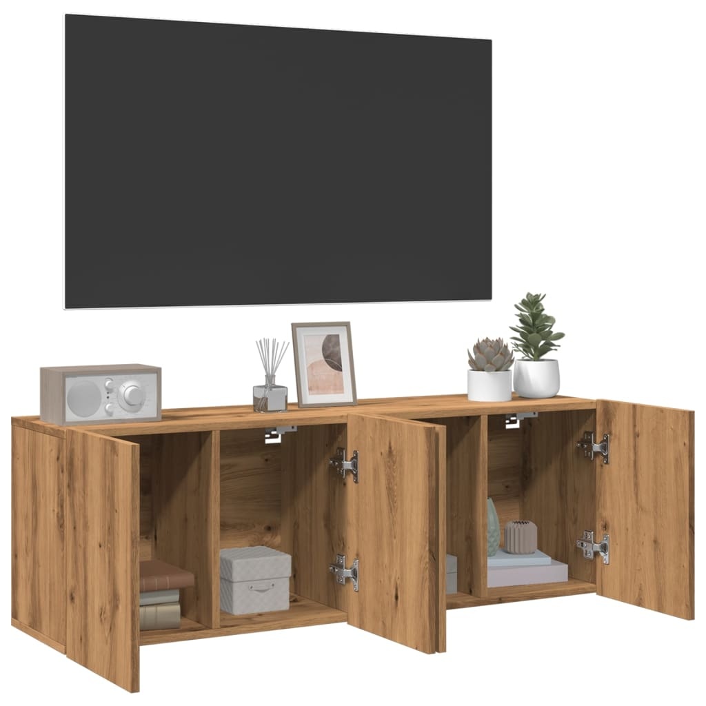 VidaXL Tv-meubels 2 st wandgemonteerd 60x30x41cm artisanaal eikenkleur