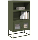 VidaXL Hoge kast 68x39x123 cm staal olijfgroen
