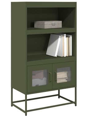 VidaXL Hoge kast 68x39x123 cm staal olijfgroen