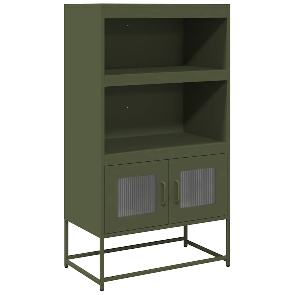 VidaXL Hoge kast 68x39x123 cm staal olijfgroen