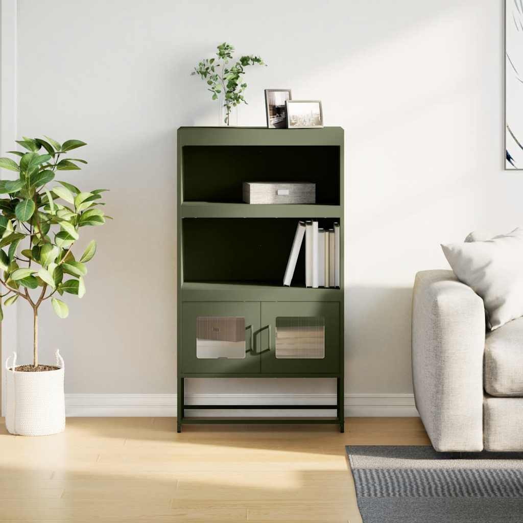 VidaXL Hoge kast 68x39x123 cm staal olijfgroen