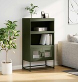 VidaXL Hoge kast 68x39x123 cm staal olijfgroen