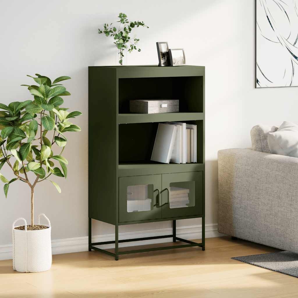 VidaXL Hoge kast 68x39x123 cm staal olijfgroen