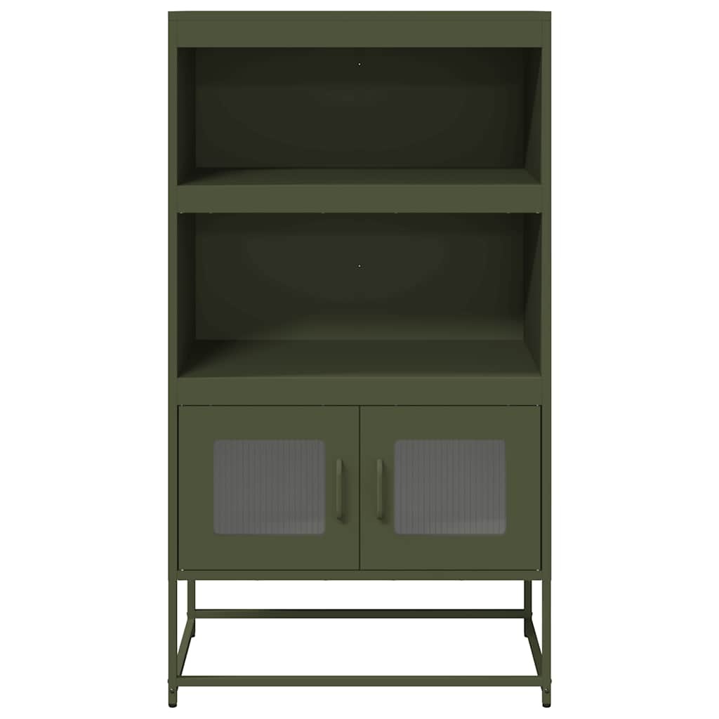 VidaXL Hoge kast 68x39x123 cm staal olijfgroen