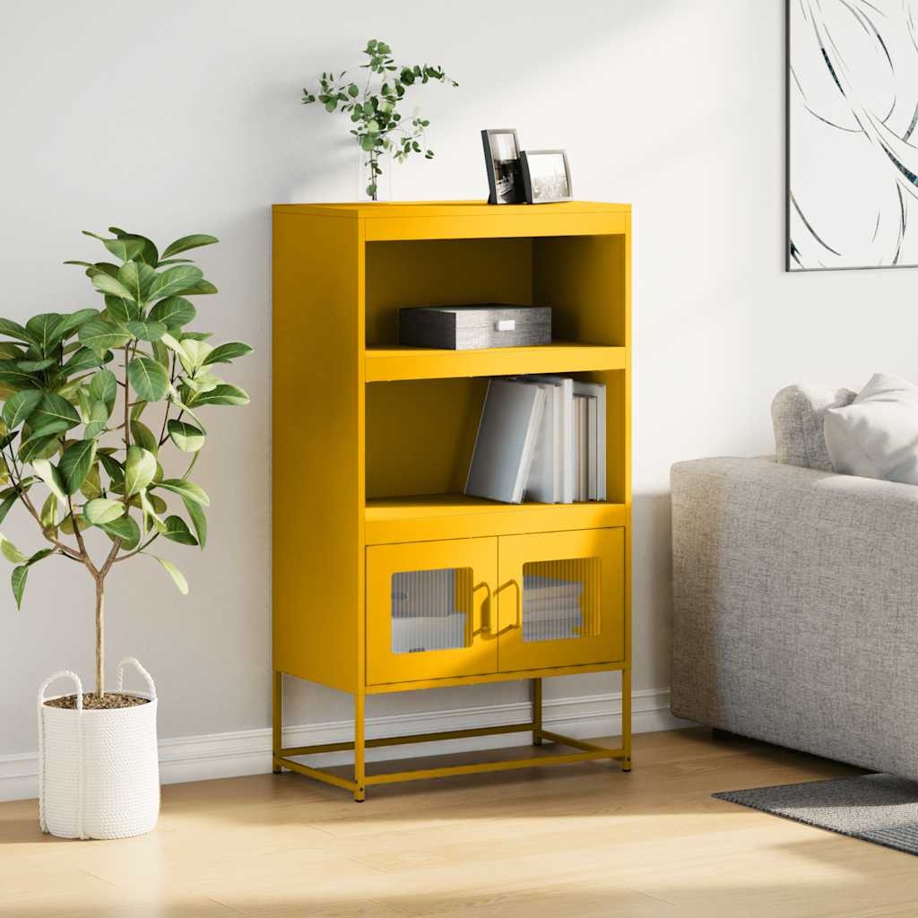 VidaXL Hoge kast 68x39x123 cm staal mosterdgeel