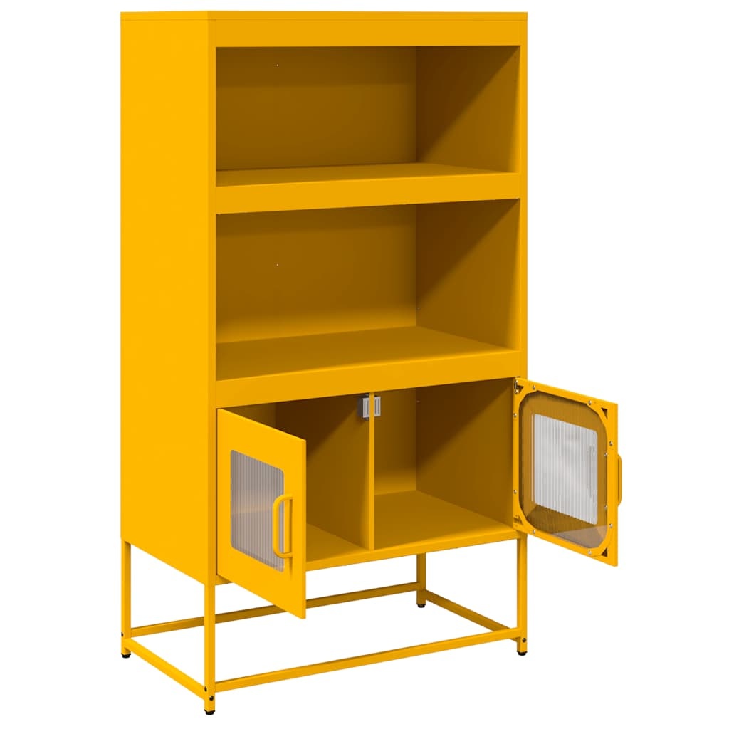 VidaXL Hoge kast 68x39x123 cm staal mosterdgeel