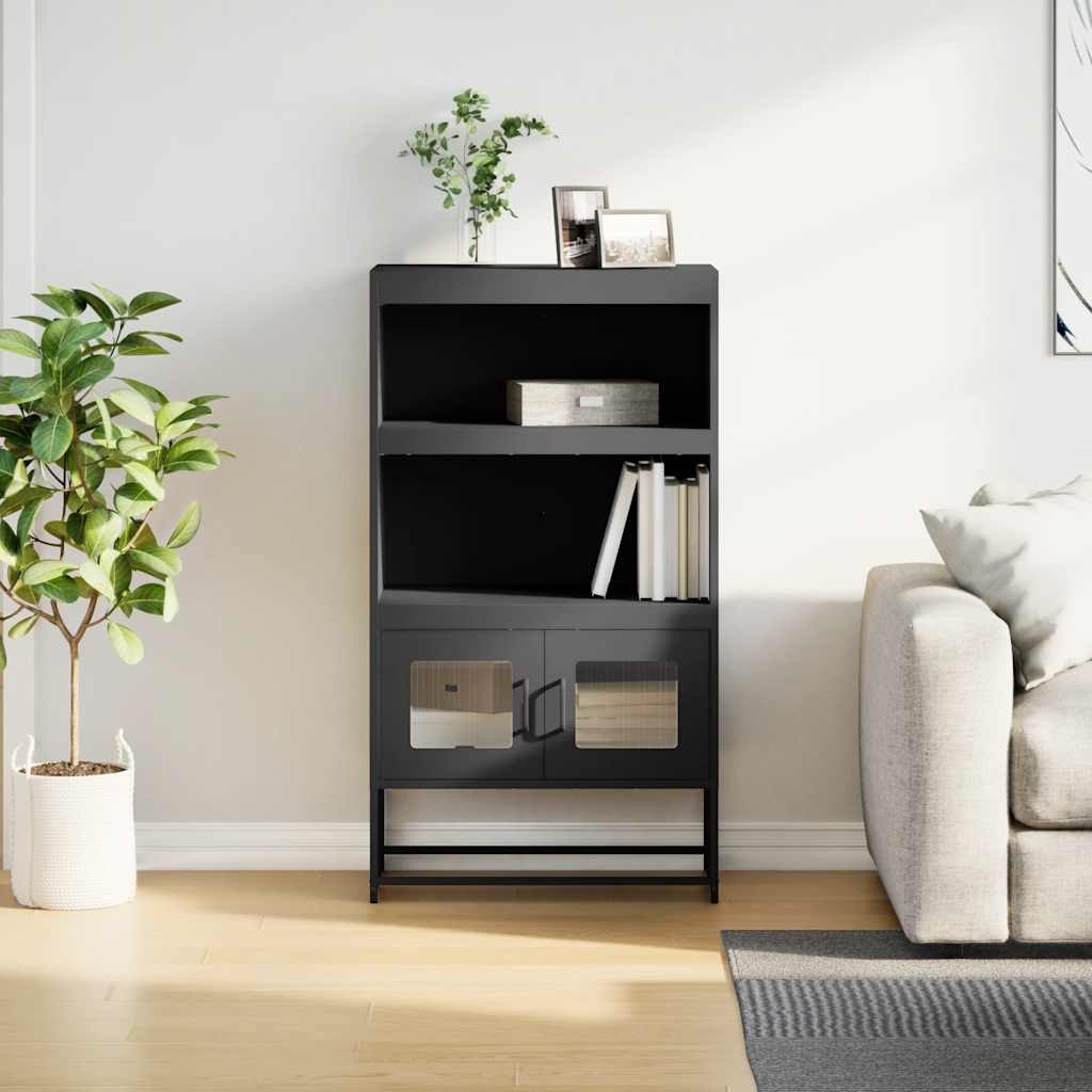 VidaXL Hoge kast 68x39x123 cm staal zwart