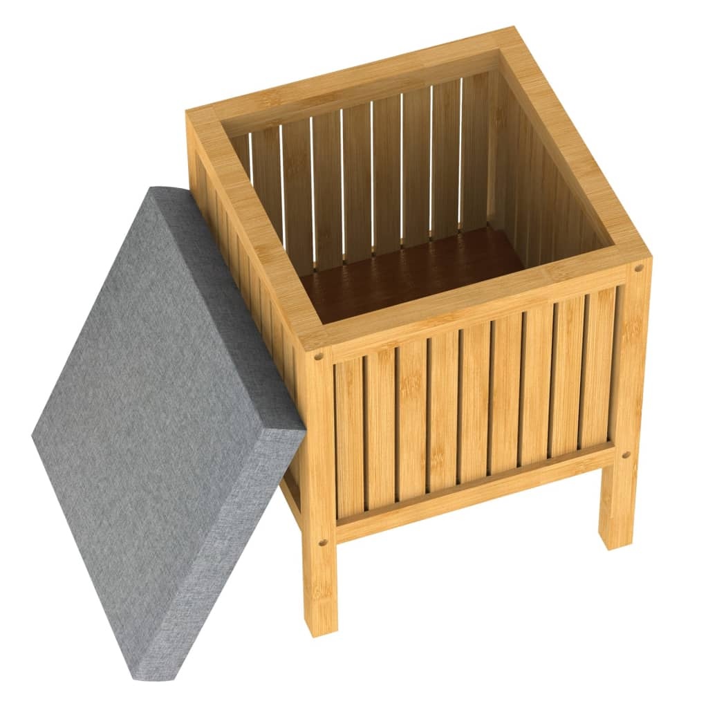 VidaXL 2-in-1 Wasmand met zitkussen 39x39x52,5 cm bamboe