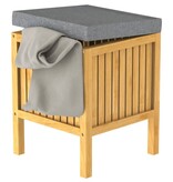 VidaXL 2-in-1 Wasmand met zitkussen 39x39x52,5 cm bamboe