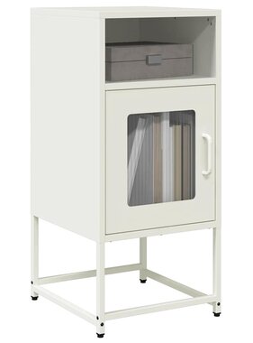 VidaXL Nachtkastje 36x39x78 cm koudgewalst staal wit