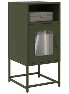 VidaXL Nachtkastje 36x39x78 cm koudgewalst staal olijfgroen