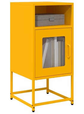 VidaXL Nachtkastje 36x39x78 cm koudgewalst staal mosterdgeel