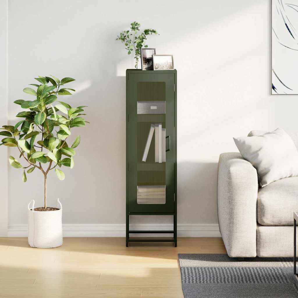 VidaXL Hoge kast 36x39x123 cm koudgewalst staal olijfgroen