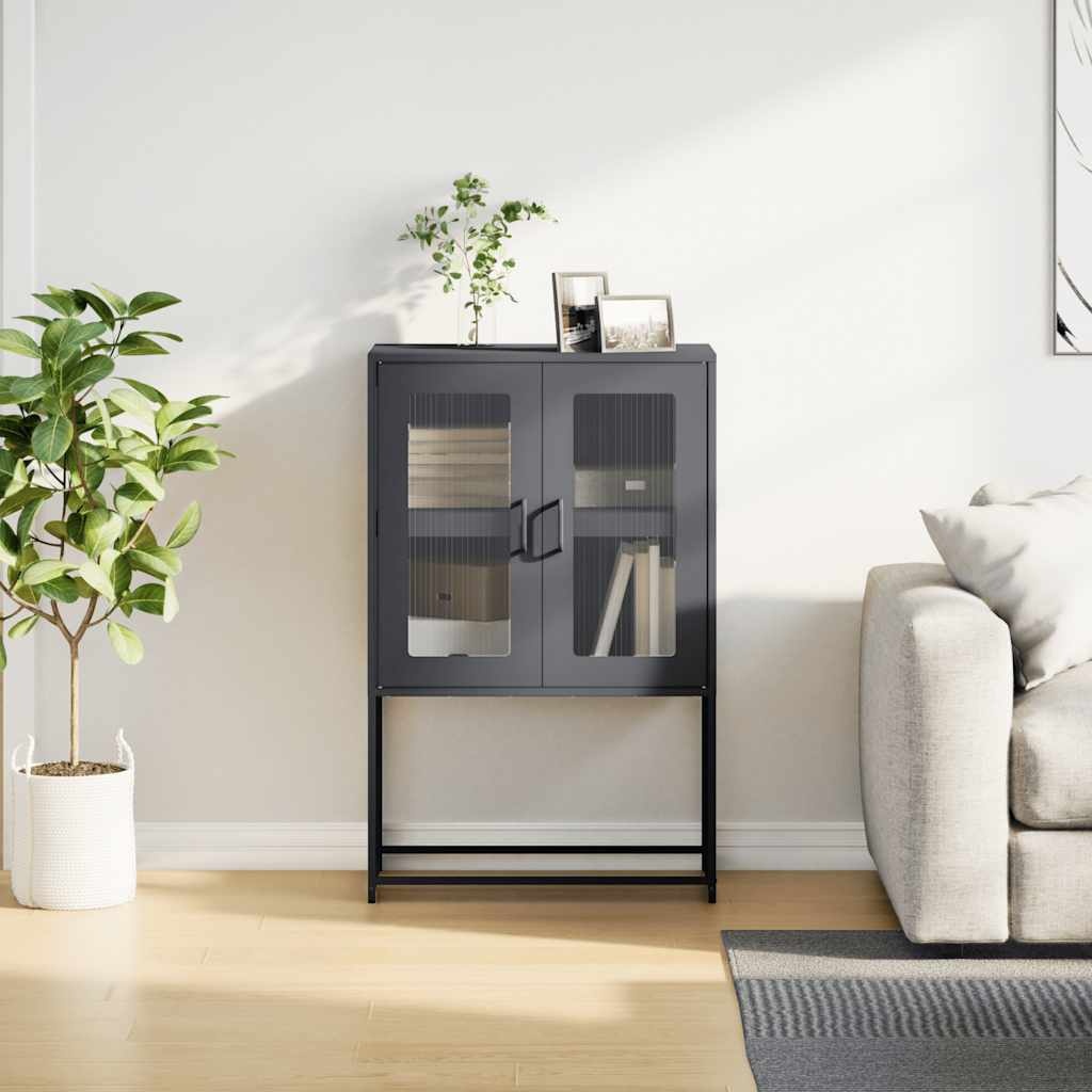 VidaXL Hoge kast 68x39x107 cm staal antracietkleurig