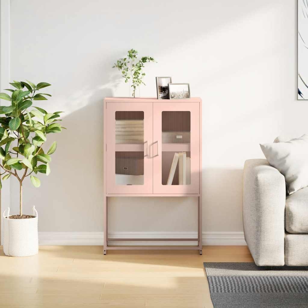 VidaXL Hoge kast 68x39x107 cm staal roze