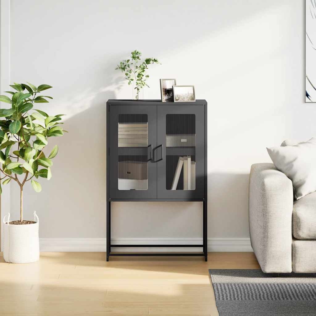 VidaXL Hoge kast 68x39x107 cm staal zwart