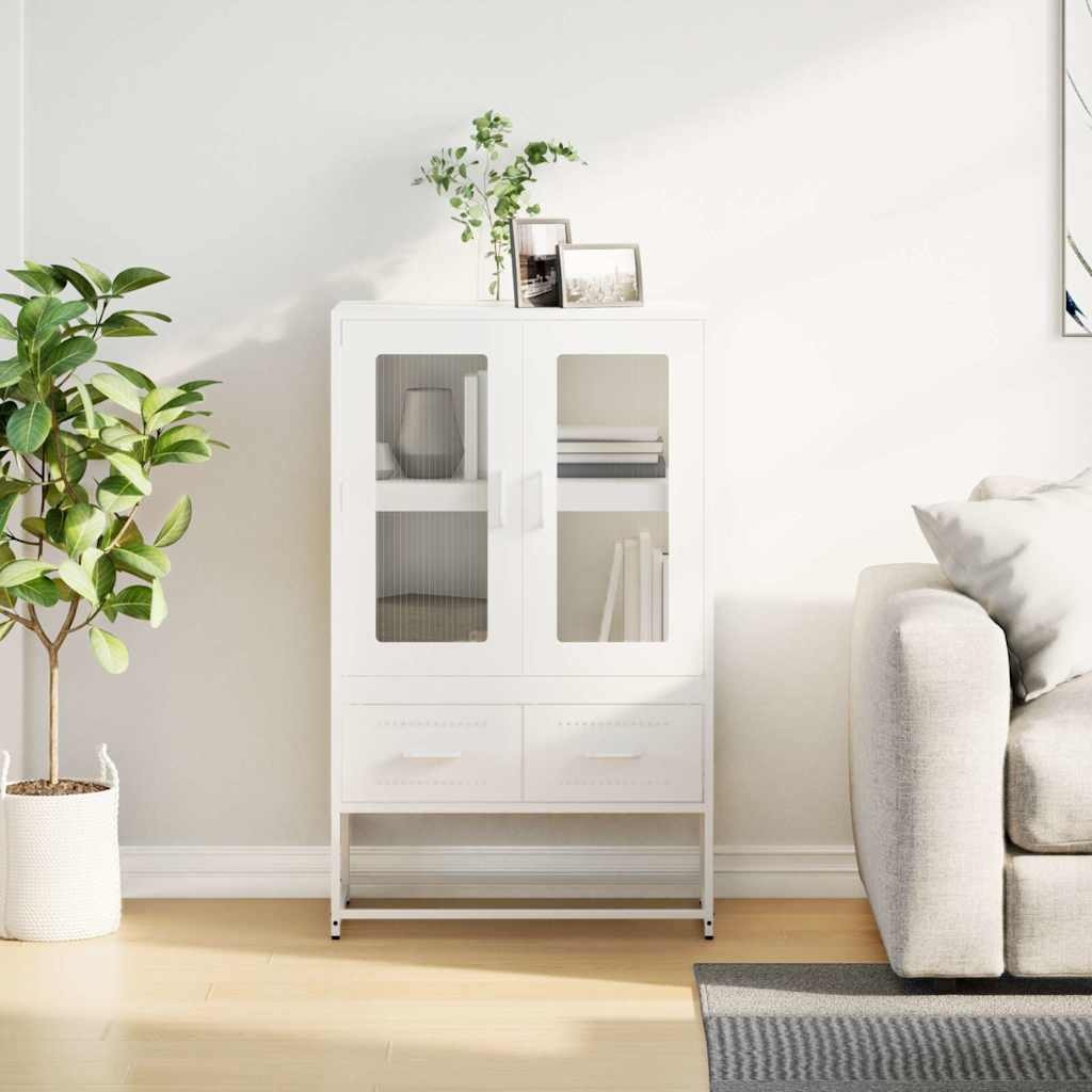 VidaXL Hoge kast 68x39x111,5 cm staal wit