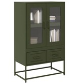 VidaXL Hoge kast 68x39x111,5 cm staal olijfgroen