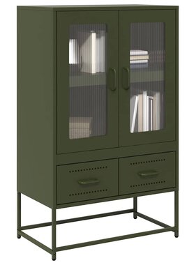 VidaXL Hoge kast 68x39x111,5 cm staal olijfgroen