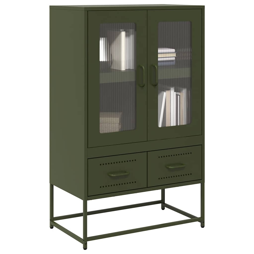 VidaXL Hoge kast 68x39x111,5 cm staal olijfgroen