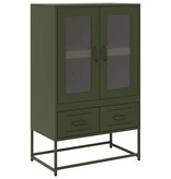 VidaXL Hoge kast 68x39x111,5 cm staal olijfgroen