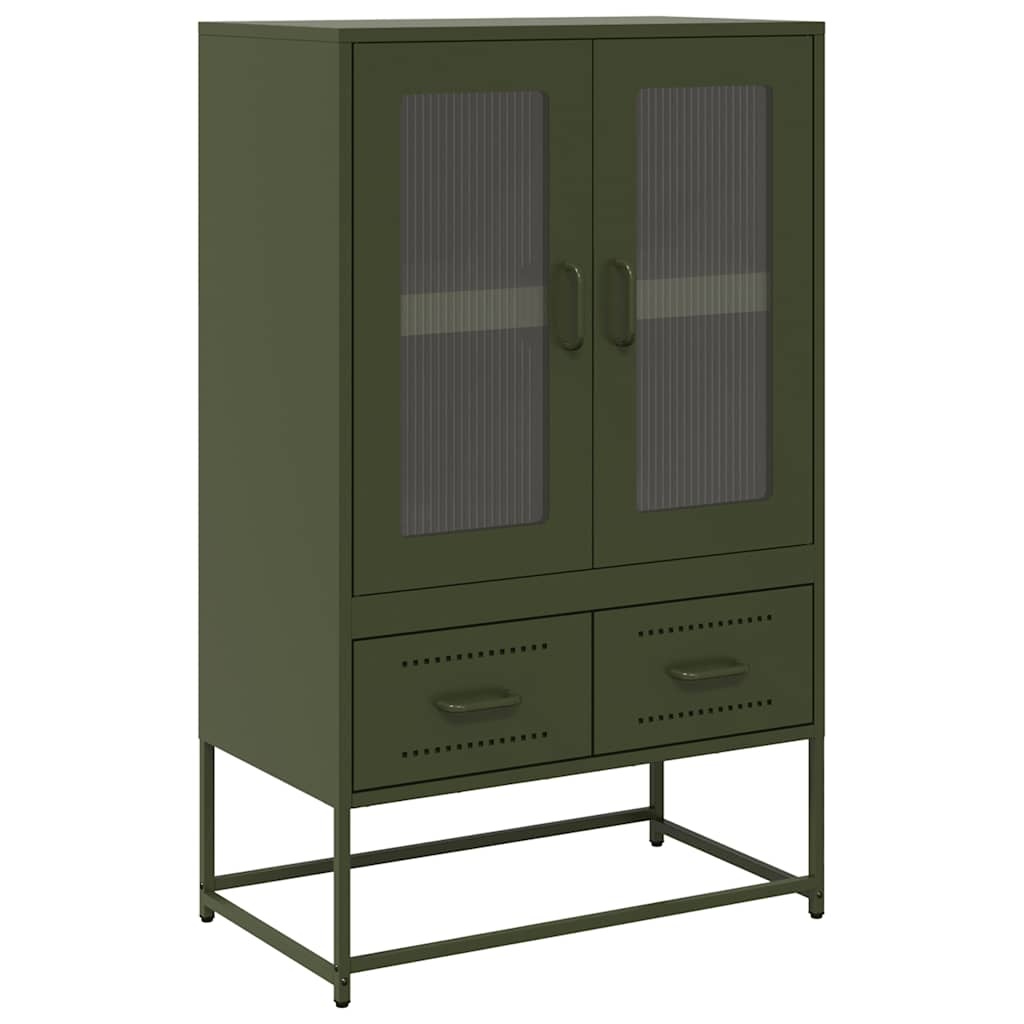 VidaXL Hoge kast 68x39x111,5 cm staal olijfgroen