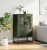 VidaXL Hoge kast 68x39x111,5 cm staal olijfgroen