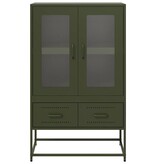 VidaXL Hoge kast 68x39x111,5 cm staal olijfgroen