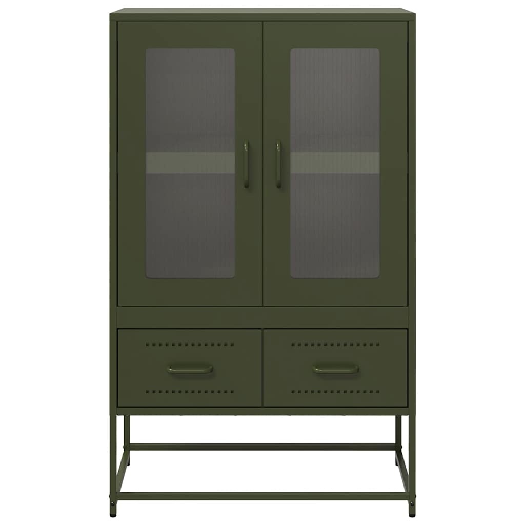 VidaXL Hoge kast 68x39x111,5 cm staal olijfgroen