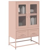 VidaXL Hoge kast 68x39x111,5 cm staal roze