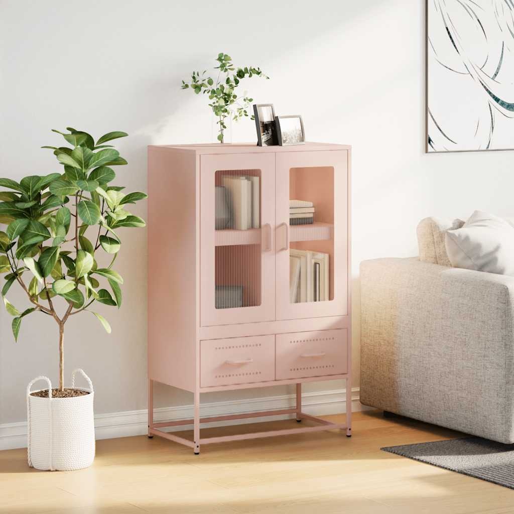 VidaXL Hoge kast 68x39x111,5 cm staal roze