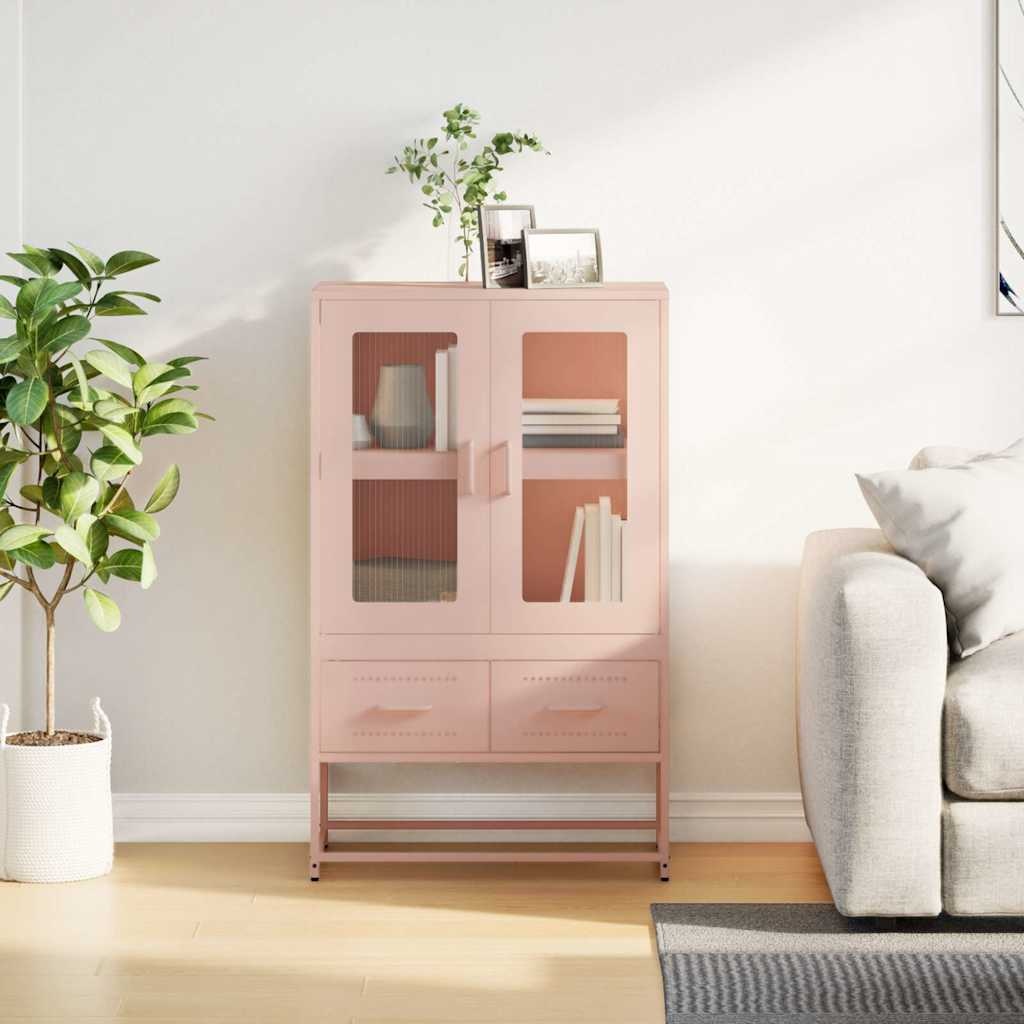 VidaXL Hoge kast 68x39x111,5 cm staal roze