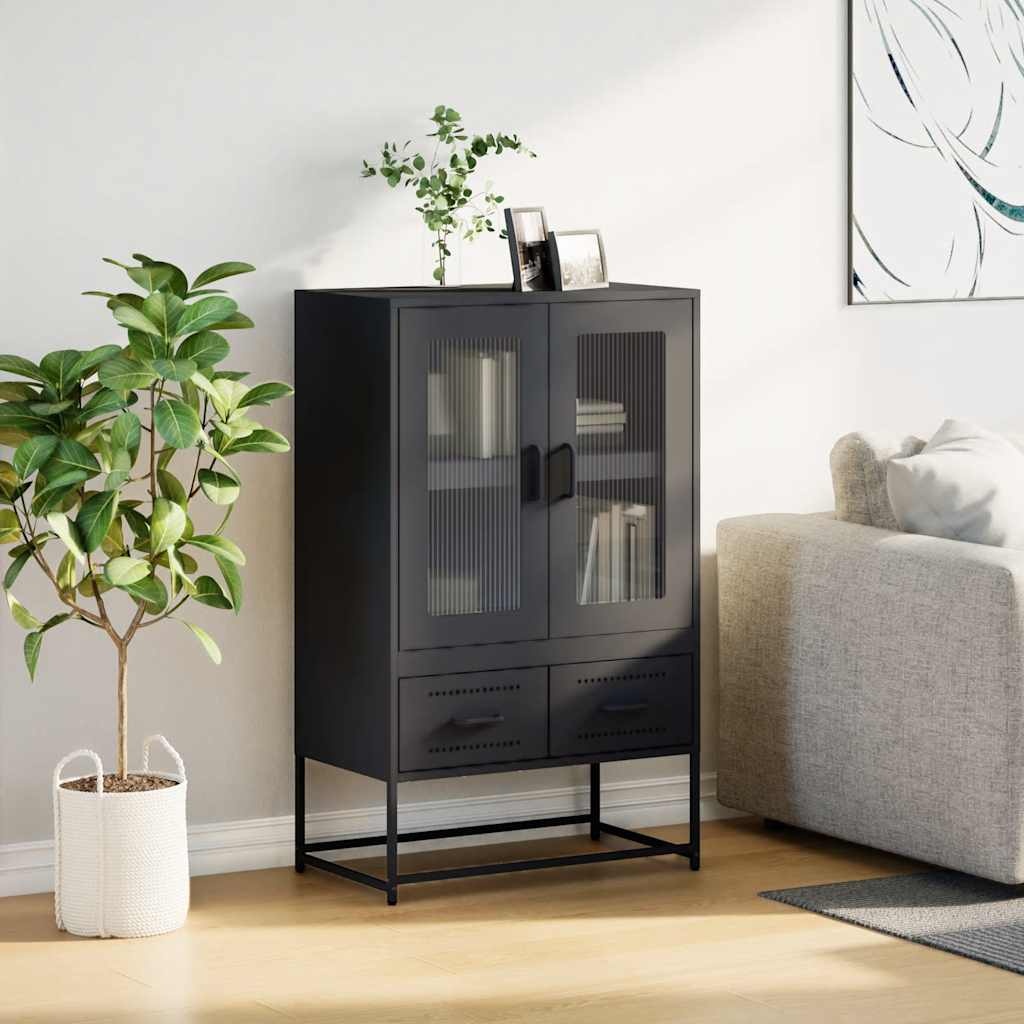 VidaXL Hoge kast 68x39x111,5 cm staal zwart