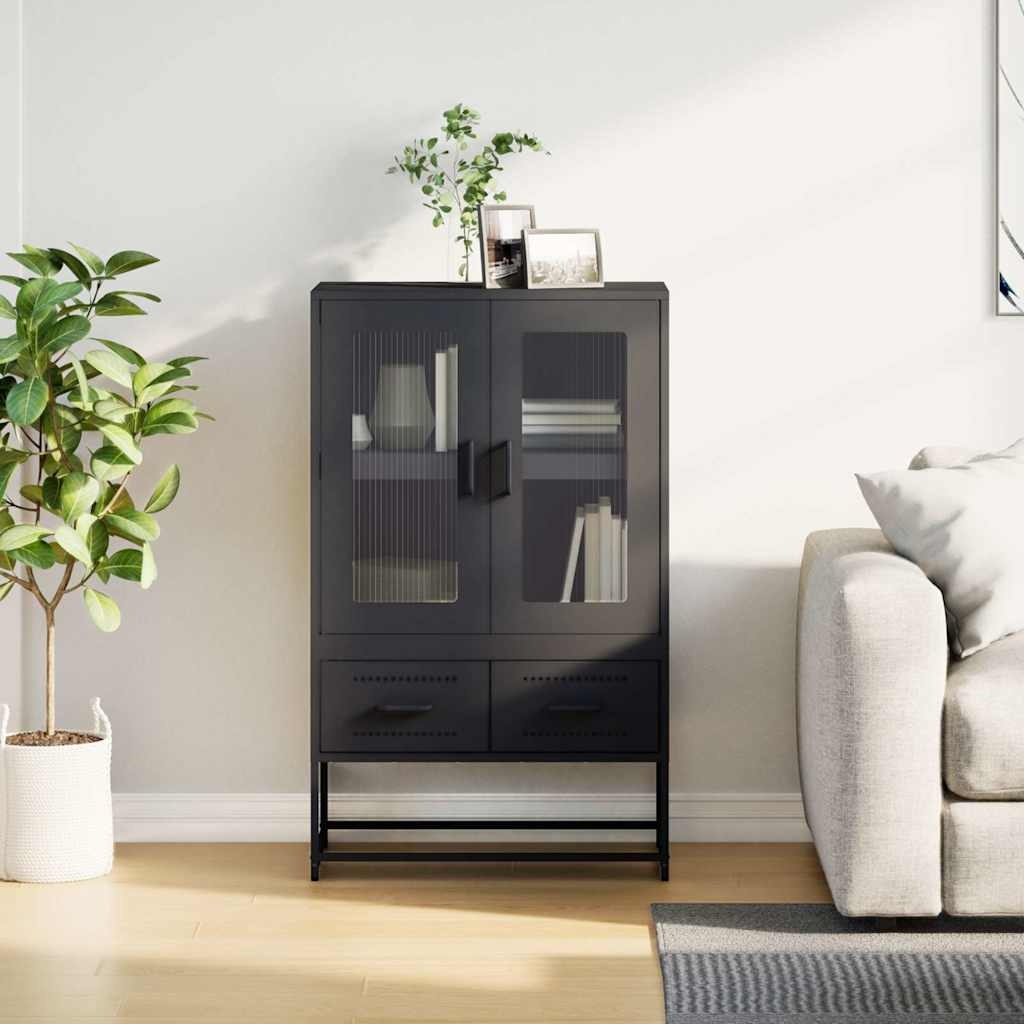 VidaXL Hoge kast 68x39x111,5 cm staal zwart