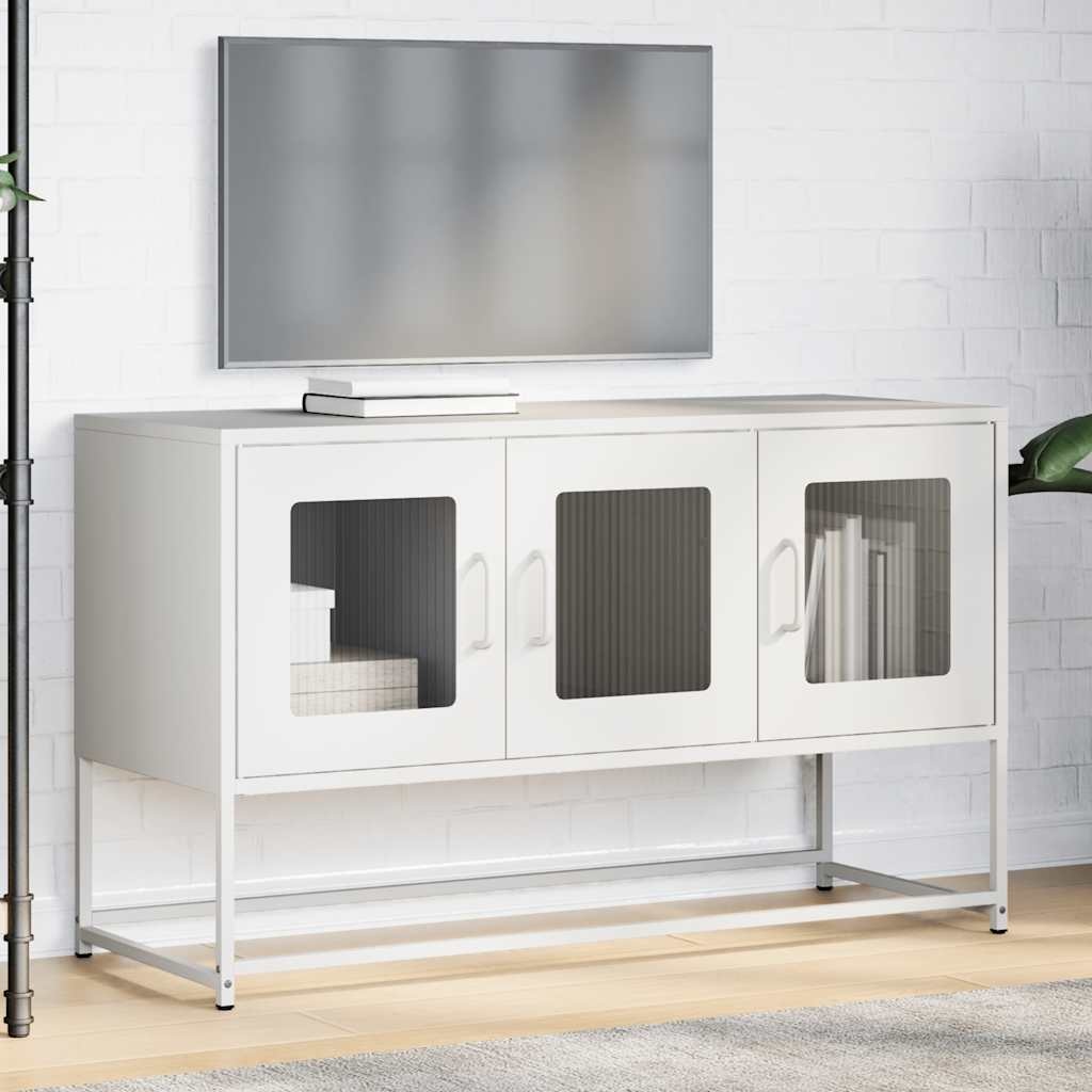 VidaXL Tv-meubel 100,5x39x60,5 cm koudgewalst staal wit