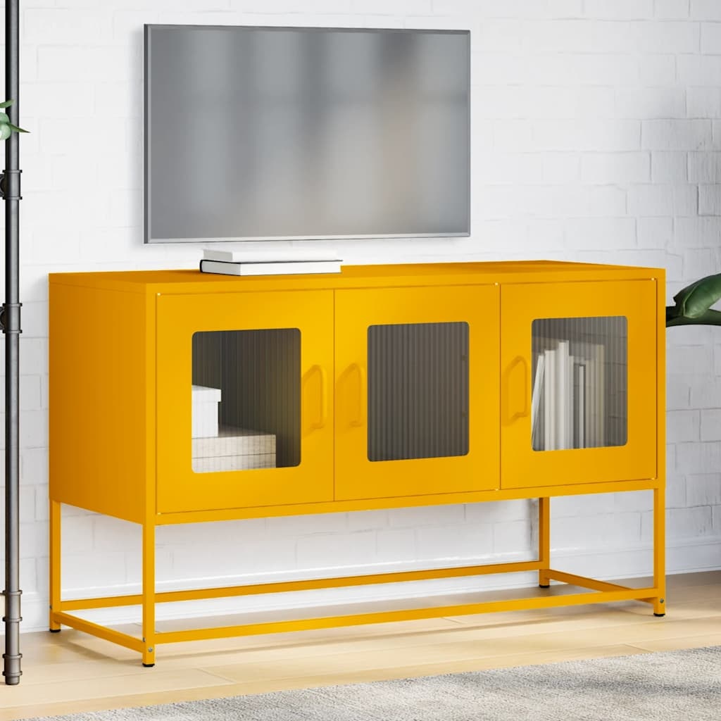 VidaXL Tv-meubel 100,5x39x60,5 cm koudgewalst staal mosterdgeel