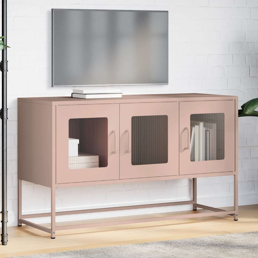 VidaXL Tv-meubel 100,5x39x60,5 cm koudgewalst staal roze