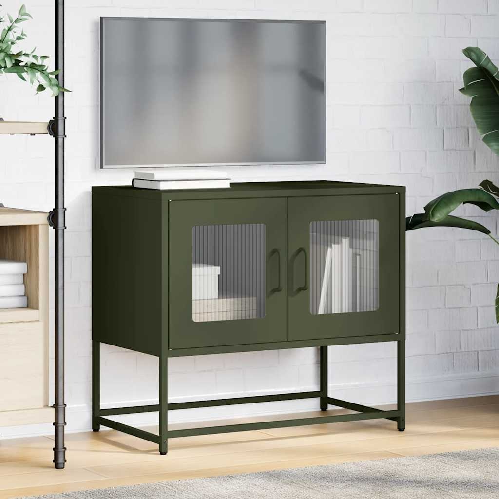 VidaXL Tv-meubel 68x39x60,5 cm koudgewalst staal olijfgroen