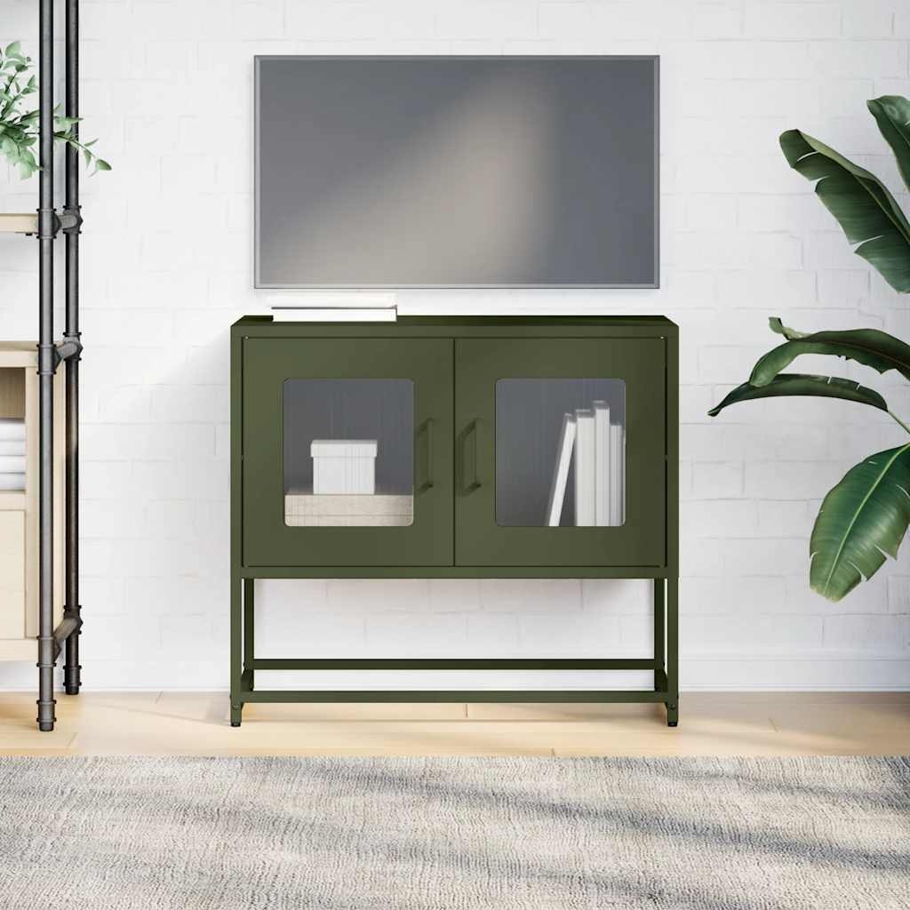 VidaXL Tv-meubel 68x39x60,5 cm koudgewalst staal olijfgroen