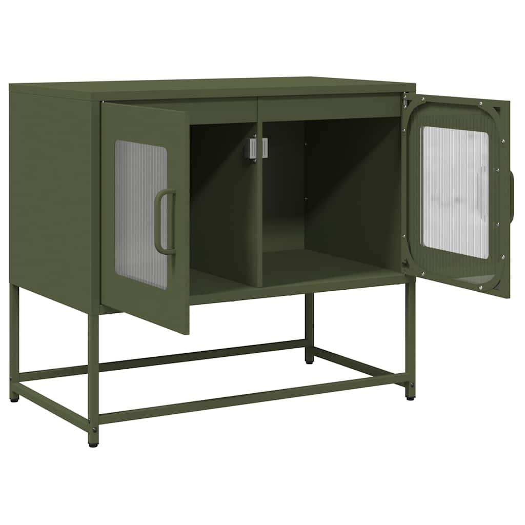VidaXL Tv-meubel 68x39x60,5 cm koudgewalst staal olijfgroen