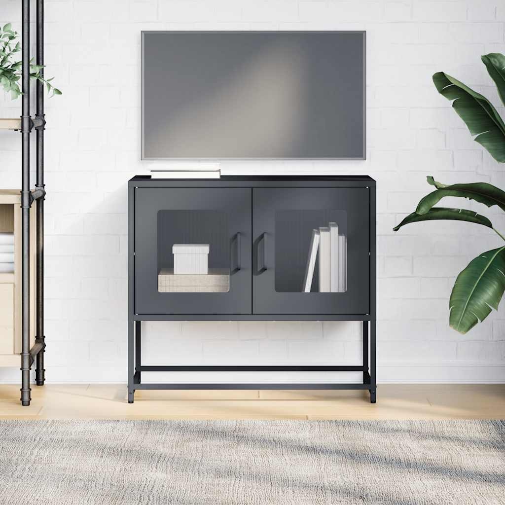 VidaXL Tv-meubel 68x39x60,5 cm koudgewalst staal antracietkleurig